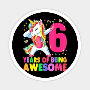 6 Years Old Unicorn Dabbing 6Th Birthday Girl Unicorn Party Magnet